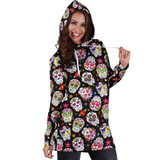 Multi-Colored Sugar Skull Women's Hoodie Dress