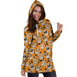 Orange Skulls Women's Hoodie Dress