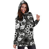 Black Skulls Women's Hoodie Dress