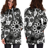 Black Skulls Women's Hoodie Dress