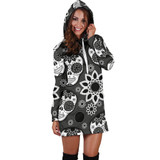 Black Skulls Women's Hoodie Dress