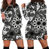 Black Skulls Women's Hoodie Dress