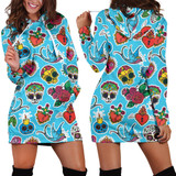 Blue Candle Skull Women's Hoodie Dress