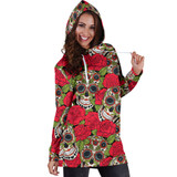 Rose Skull Women's Hoodie Dress