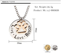 Live Love Rescue Pet Paw Cat Print Necklaces Hollow letter Love Word dog lover Paw Dog Print necklace Supply Mothers Day Jewelry