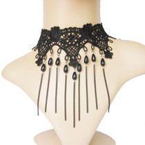 Hot Handmade Gothic Vintage Women Lace Collar Choker Tassels Necklace