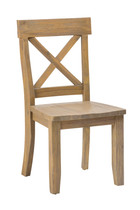 Wooden Side Chair with X-Shape Back,  Set Of 2, Natural Wood Brown
