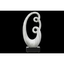 Small Abstract Sculpture decor on Base - Marbleized - White - Benzara