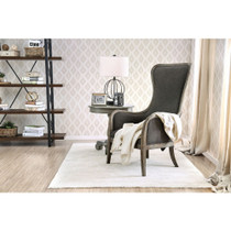 Fabric Upholstered Accent Chair In Gray And Brown