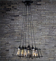 Titania 6-light Black Adjustable Cord 8-inch Edison Chandelier with Bulbs