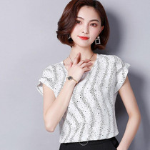 Women Blouses Shirts Chiffon Feminina Top Plus Size Blusas Femininas 2019 Summer Floral Print Short Sleeve Chiffon Blouse 15i43
