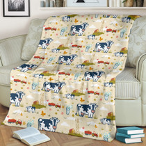 Cartoon Dairy Cow Farm Pattern Print Blanket KTSR