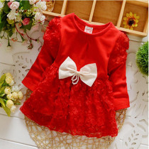 Newborn baby girls Sweet princess dress long sleeve Infant's clothes Big bowknot lace babies dresses girl Toddlers Clothing