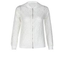 qepae Lace bomber jacket women Stand Collar Long Sleeve Zipper lace jacket women