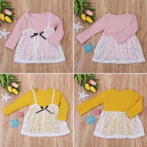 Cute Newborn Kids Baby Girls Clothing Dress Lace Princess Long Sleeve Cute Party Tulle Dresses Baby Girl 0-18M