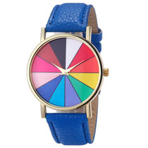 Loveksy Fashion 2016 Unisex Watches Women Men Casual Luxury Geometry PU Leather Analog Quartz Wrist Watch Watch relogio Clock
