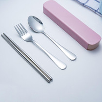 BERGLANDER 4pcs/sets Stainless Steel Tableware Set Portable Cutlery set Travel Picnic Dinnerware Set For Kids School tableware