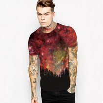 Mr.1991INC Men/Women 3d Tshirts Space Galaxy T-shirt 3d Print Trees Stars Night Quick Dry Summer Tops Tees