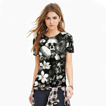Mr.1991INC Men/women 3d T-shirt Print White Flowers Skulls Hip Hop Tshirts Rock Quick Dry Summer Tops Tees