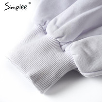 Simplee Spring faux fur hoodies sweatshirt Casual oversize white sweatshirt women jumper fashion patchwork long sleeve pullover