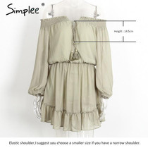 Simplee Short chifon vintage dress women Off shoulder long sleeve beach summer dress Ruffle sexy dress new year vestido de festa