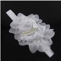 Baby Flower Headband White pearl Solid Color Girl Children Infant Baby Hairband Hair Accessories For Girls Princess Hairband