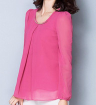 ArtSu New Fashion Women Blouses Elegant Long Sleeve O-neck Solid Color Chiffon Blouses Casual  Shirts Women Tops Blusas BL5049