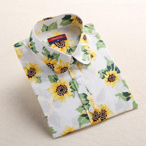 5XL Women Print Blouse Vintage Floral Shirt Long Sleeve Ladies Cotton Tops Femininas Blusas Plus Size Women Casual Beach Shirts