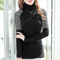 2017 Autumn Winter Cashmere Sweater Women new fashion Warm Slim Leopard pattern Turtleneck Pullover Women Sweaters knitwear