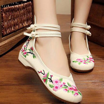 Chinese Traditional Embroidery Women Canvs Shoes Casual Floral Ladies Shoe New Women Flats Dance Single Shoes