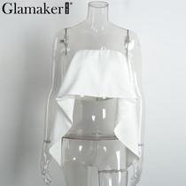 Glamaker ruffle white blouse shirt Women tops tees sexy off the shoulder crop top Summer beach casul cool blouse blusas