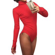 Autumn Slim Woman Sexy Bodysuit Women Rompers Bodycon Jumpsuit Long Sleeve Elastic Bodysuit Winter Turtleneck Bodysuits W0