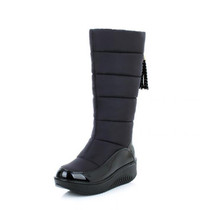 VTOTA Snow Boots Women Winter Warm Platform Fur Cotton Shoes Wedges Heels Knee High Boots Women Leather Boots Women Shoes C43