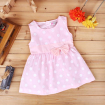 2017 Cute Baby Dress Princess Tutu Toddler Infant Newborn Girl Dress Party Wedding Dots Pink Sleeveless Baby Girls Clothing New