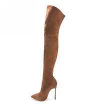 2016 Autumn Winter Women Boots Stretch Faux Suede Slim Thigh High Boots Fashion Sexy Over the Knee Boots High Heels Shoes Woman