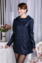 L-6XL Plus Size Leather Coat Women Leather Clothing Long 2017 spring Jackets And Coats For Women Leather Jacket Outerwear Blue
