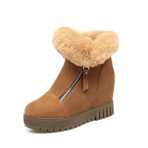 Large Size Ankle Boots Platform Shoes Woman Warm Fur Snow Boots Women Wedge Shoes Casual Shoes Woman Winter Platform High Heel