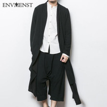 2017 China style men's trench jacket male spring autumn kimono cardigan coat punk fashion casual long trench outwear
