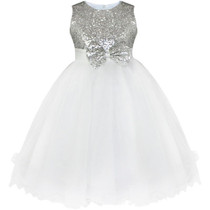 Kids Infant Girls Flower Dress Wedding Bridesmaid Birthday Party Pageant Princess Formal Dress Sequined Bow Tulle Tutu Dress