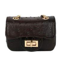Dark Brown Ostrich Mini Crossbody