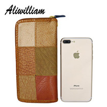 Original Genuine Leather Clutch Bag For Women Long Wallets Patchwork Strap Wallet Ladies Coin Purse Card Holders Female carteira