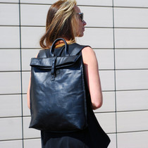 Backpack with folded top