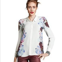Fashion Blusas Femininas Long Sleeve Shirts Tops Women Chiffon Blouse Flower Printed Turn Down Collar Casual Shirt