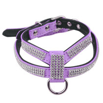 Fashion Bling Rhinestone Soft Suede Fabric Dog Harness  for Small Dog Puppy Cat Black Pink Yellow Green Pet Accessories