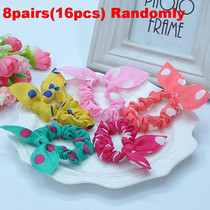 isnice 16pcs Cute bunny girl flower hair clip headbands ears dot chiffon headwear wild elastic hair band hair rope ornaments
