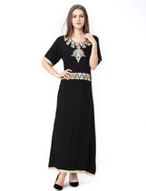 islamic clothing for women muslim Long sleeve Dress black abaya dubai moroccan Kaftan Caftan Islamic Abaya arabic robe 1624