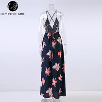 Lily Rosie Girl Boho Deep V Neck Backless Summer Maxi Dress