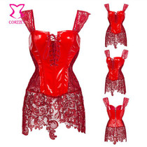 Plus Size Floral Lace & Brocade Corset Waist Trainer for Women - Steampunk Burlesque Gothic Dress for Weddings and Special Occasions
