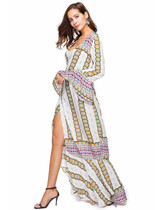 Chic Floral Wrap Maxi Dress with Flared Sleeves for Effortless Elegance Chic Floral Wrap Maxi Dress with Flared Sleeves for Effortless Elegance