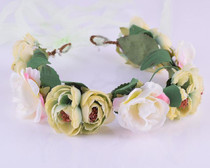 CXADDITIONS Camellia Rose Flower Crown Leafy Fairy Floral Crown Hair Head Band Wreath Wedding Headpiece Bridesmaid Forest Bridal